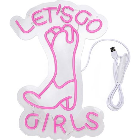 Décoration murale lumineuse LED « Let's Go Girls Boot » (Bottes de filles) pour enterrement de vie de garçon/garçon, accessoire photo (1/5)
