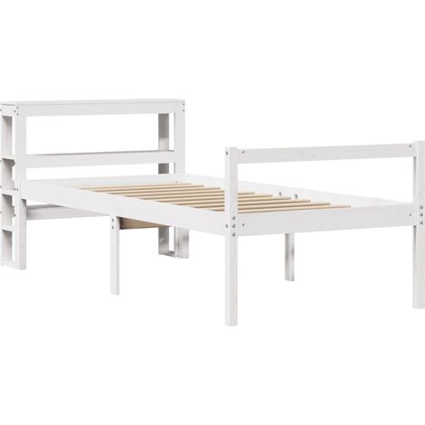 Cama personas mayores y cabecero madera pino blanco 90x190 cm vidaXL (1/4)