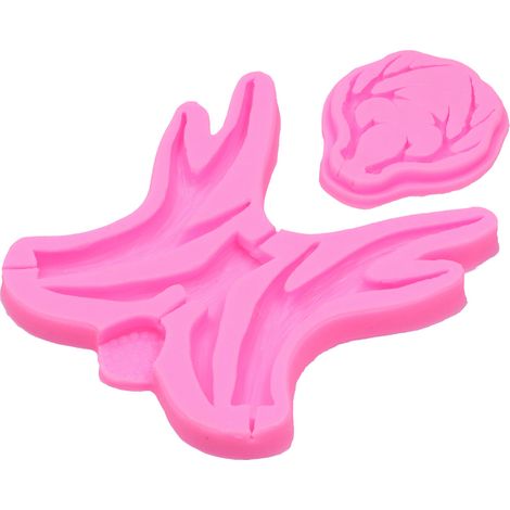 Lot de 2 moules en silicone en forme de bois de renne - Antiadhésifs, souples, flexibles, fiables et portables, parfaits pour la décoration de gâteaux au chocolat et fondant de Noël. (1/5)