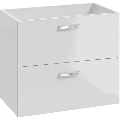 Meuble de Salle de Bain - 80x40 cm - Blanc Brillant - 2 Tiroirs - Design Épuré et Élégant
