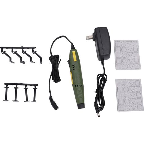 Ponceuse de précision de type stylo, outil de finition de détail avec 8 têtes de rechange et 2 disques de ponçage, kit de ponçage et de polissage compact, prise américaine 100-240V. (1/5)