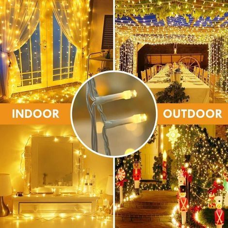 Guirlande Lumineuse Extérieur et Interieur, 100M 600 LEDGuirlande Lumineuse Sapin avec Prise Modes Étanche Guirlande Noel Exterieur Décoration pour Chambre, Sapin, Noël, Mariage, Jardin [Classe énergé (1/3)