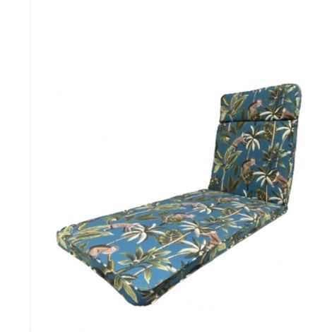 Tropical Sunlounger Cushion - L198 x W60 x H5 cm - Blue