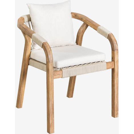 Pack de 4 sillas de comedor con reposabrazos en madera de acacia Dubai SKLUM (1/5)