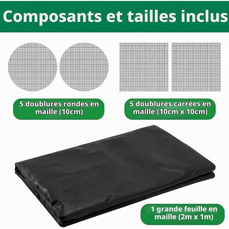 Toile de Drainage 2x1m pour Pot et Bac à Légumes, Feutre Géotextile Noir (1/4)