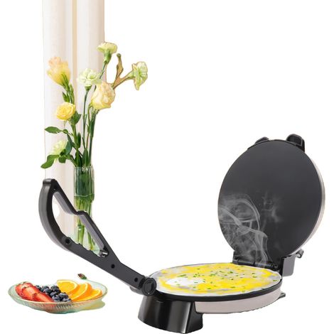 Asador giratorio eléctrico antiadherente, calentamiento por ambos lados, color negro. (1/5)