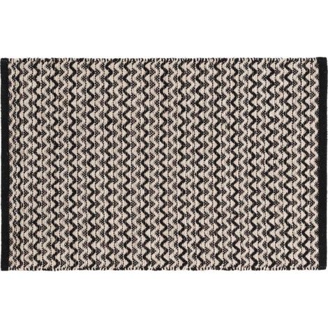 Tapis rectangle 60 x 90 cm coton/polyes fantaisie+fil met chasca Noir (1/5)