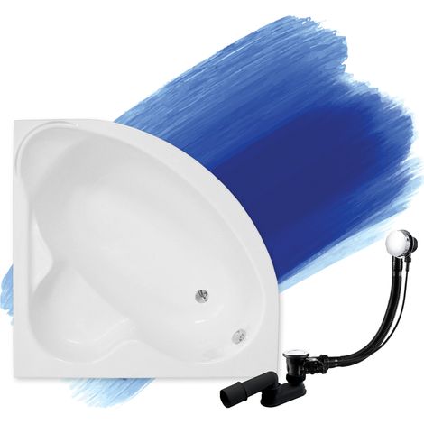 Baignoire Bain d'angle 120x120, Siphon de bain et pieds (support) - Set 3en1 - Fabriqué en UE - BADLAND STANDARD