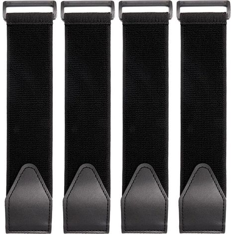 Lot de 4 bandes élastiques noires avec boucle inversée, bandes, sangles de bagages, sangles de fixation assorties, convient pour tapis de yoga, tuyaux, bagages