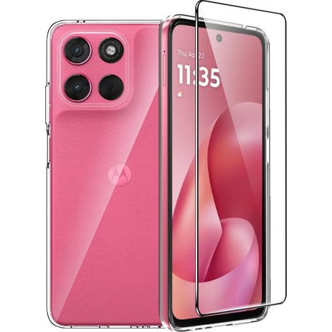 Handyhülle für Motorola Moto G57/G57 Power/G67 Power + Schutzfolie, transparent