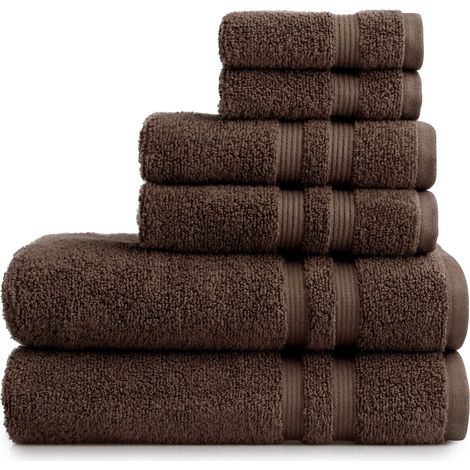 Serviette De Bain - 90% Coton 10% Polyester Recycle - Ensemble 6 Pièces - Salle De Bain - 2 Serviettes De Bain 76x137 Cm 2 Serviettes À Main 40x66 Cm 2 Gants De Bain 30x30 Cm (1/5)