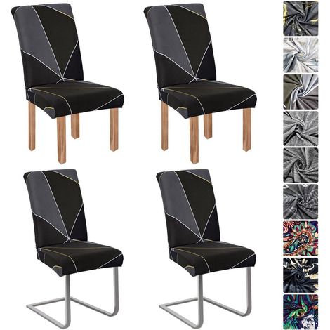 4er Set Stuhlhussen mit geometrischem Muster, elastisch & waschbar (1/5)