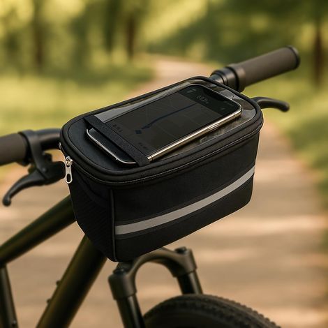Sacoche Velo Guidon,Sacoche Guidon Velo,sacoches de Guidon vélo,Panier Velo Avant,Accessoire Velo Electrique Sac Etanche,Support Telephone vélo,Sacoche trotinette Electrique (1/5)
