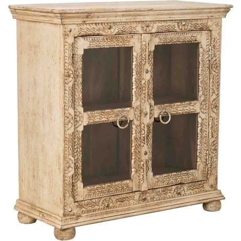Aparador de Madera artesanal con 2 puertas blanco 97x43x100h cm (1/5)