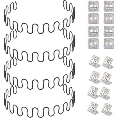 Ressorts de rechange pour canapé 4 pièces 50,8 cm avec 16 clips en S, 4,0 fils de diamètre Kit de réparation de ressorts de canapé pour siège de décoration intérieure de meubles (1/4)