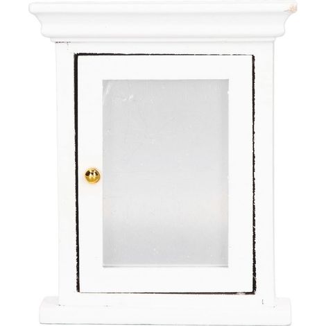 Armoire à miroir blanche miniature pour maison de poupée, meuble de salle de bain miniature à miroir blanc pour maison de poupée à l'échelle 1:12 (1/5)