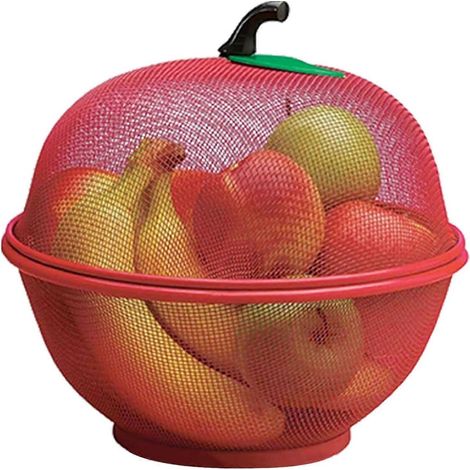 Corbeille à fruits en forme de pomme, en maille avec couvercle, porte-légumes de table, pour protéger des animaux indésirables et des insectes. (1/5)