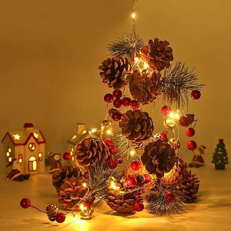 Christmas garland with lights, 20 LED 6.56 feet Christmas pine cone garland garland garland Christmas LED lights, battery-powered outdoor Christmas lights, Christmas decoration lights (1/5)