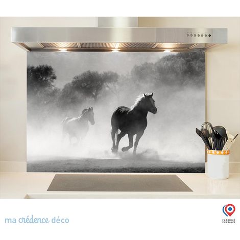 Fond de hotte : Chevaux et galop - Alu composite - 70 cm - 60 cm (1/5)