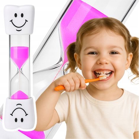 Temporizador de cepillo de dientes con forma de reloj de arena para niños, color rosa. (1/4)