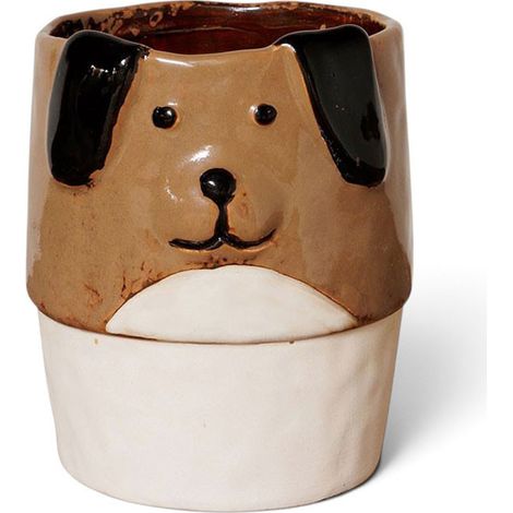 Cache Pot Sculpture Chien en Céramique Émaillée 13x11cm (1/5)
