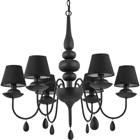 Lampadario Shabby Chic-Provenzale Blanche Metallo Nero 6 Luci E14 (1/2)