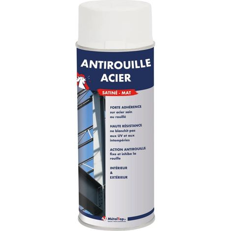 Metaltop – Antirouille acier 0.4 L – Bombe 400 mL – Finition satinée pour protection métal – Application pinceau, rouleau ou pistolet (1/5)