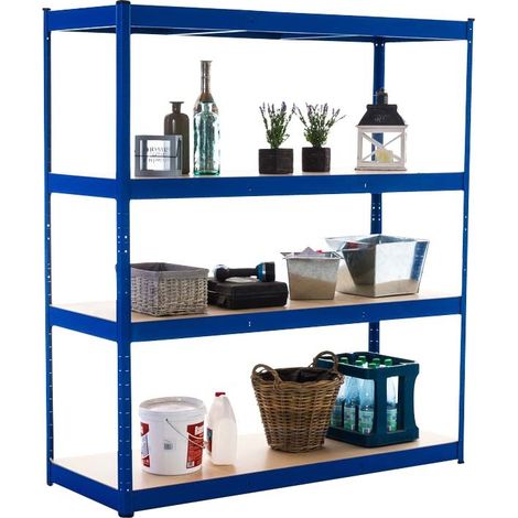 Etagère galvanisée pour charges lourdes en métal 4 niveaux bleu 160x60x180cm ETA10073 (1/4)