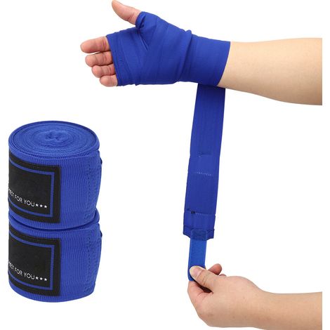 Paire de protège-mains élastiques bleus pour la boxe, entièrement en coton, Sanda Muay Thai, équipement de protection pour le sport. (1/5)