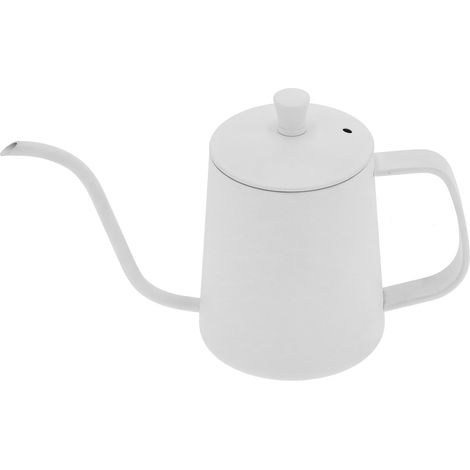 350-ml-Schwanenhals-Kaffeekessel, Edelstahl 304, langer Ausguss, Teekanne für Zuhause, Küche, Büro, Hotel, Weiß (1/5)