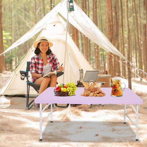 Table pliante 125 x 61 cm en plastique – Violette – Multifonction pour extérieur – Colorée et résistante (1/5)