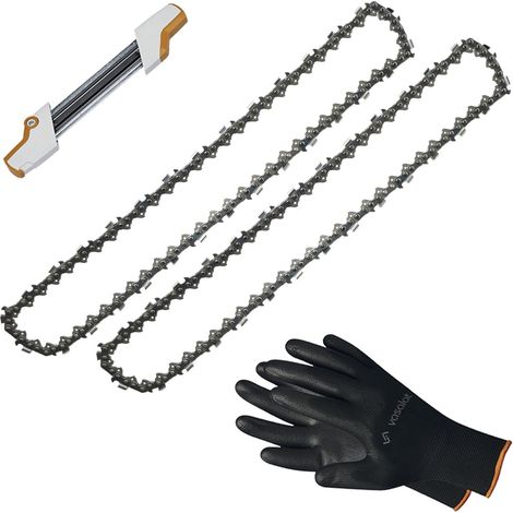 Kettensäge Zubehör - 2x Sägekette 40cm Picco Super 3 Ersatzkette + 2in1 Feilenhalter mit Feile 4 mm (1/4)