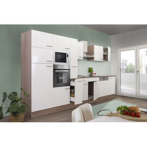 Cuisine Kitchenette bloc cuisine intégrée Chêne York Blanc Oliver 370 cm Respekta