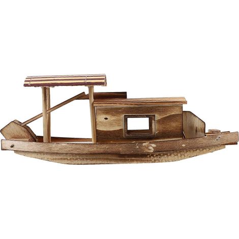 Maquette de bateau en bois de style vintage, idéale pour décorer un bureau. (1/5)