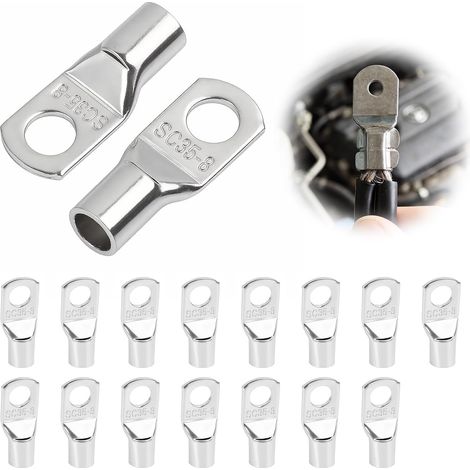 15PCS Cosses électriques, Cosses Électriques 35 mm² M8 en Cuivre Épais Étamé, Cosse électrique, Cosse batterie, Connecteurs à Sertir Durables pour Installations Automobiles, Solaires et Industrielles (1/5)