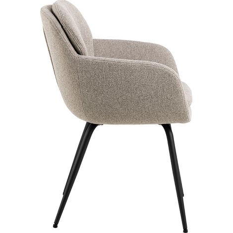 Dora chaise de salle à manger avec accoudoirs tissu beige. (1/5)