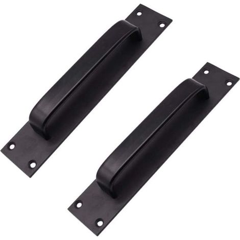 Lot de 2 poignées de porte coulissantes en alliag de zinc pour porte coupe-feu, poignées de porte d'armoire (noir) (1/5)