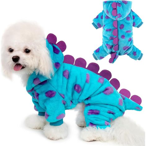 Déguisement d'Halloween pour chien - Motif dinosaure avec pointes 3D, sweat à capuche mignon pour chiens de petite, moyenne et grande taille, taille L (1/5)