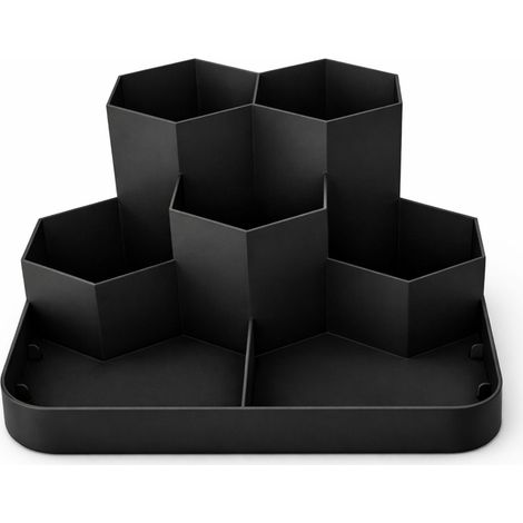 Organiseur de bureau noir à 7 compartiments pour accessoires (1/3)