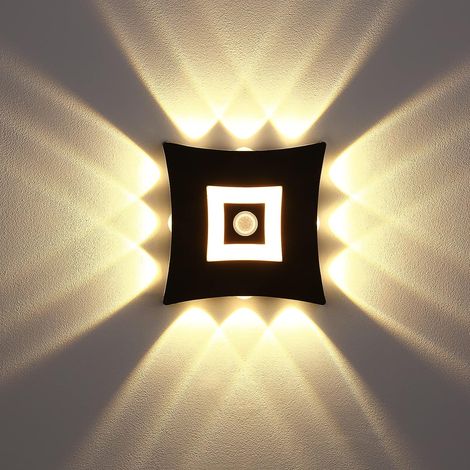 Applique da parete moderna a LED da 18 W per interni/esterni con sensore di movimento PIR, impermeabile IP65, luce bianca calda 3000K, in alluminio, per giardino, colore nero. (1/5)