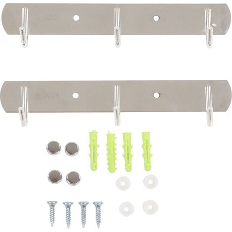 Paire de porte-manteaux muraux inoxydable brossé, économie d'espace, pour cuisine, argentée, installation murale, salle de bains, chambre (1/5)