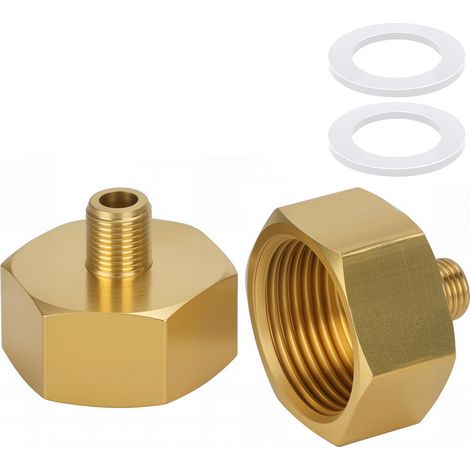 Lot de 2 adaptateurs réducteurs en laiton AG/IG 1/8" mâle vers 3/4" femelle  Filetage femelle 3/4" vers filetage mâle 1/8"  Convertisseur de connexion de tuyau avec joint en caoutchouc (1/5)