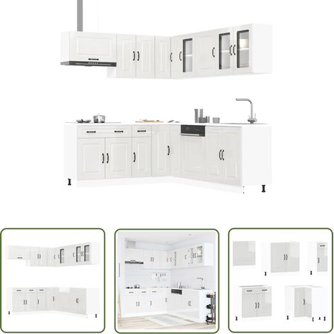 vidaXL 11-tlg. Küchenschrank-Set Kalmar Hochglanz-Weiß Holzwerkstoff (1/5)