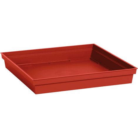 EDA – Soucoupe plastique 26.7 x 26.7 x 3.8 cm – Rouge rubis – Résistante au gel – Pour pots de fleurs (1/3)