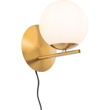 Art Deco Wall Light Gold and Opal Glass - Flore