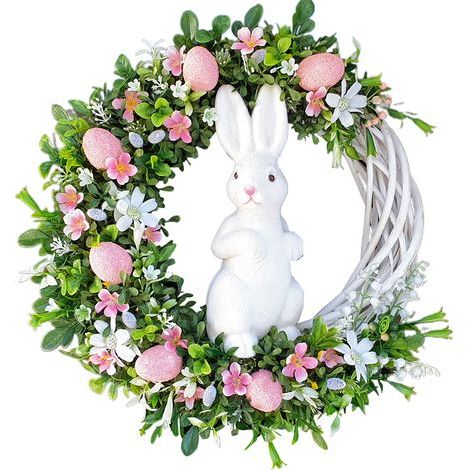 Osterkranz aus Acryl mit Haseneiern, Hängedekoration für drinnen und draußen, Tür- und Partydekoration (1/3)