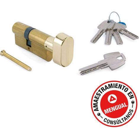 Tesa T.60 Cylindre 40X30 Bouton Nickel - TESA T60 Cylindre - Cylindre à 6 broches avec bouton à bascule à clé ponctuelle (1/3)