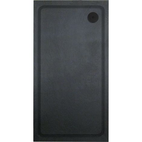 Aquadart Luxury Black Slate Effect Shower Tray - Black Waste - Rectangular - 1400 x 800mm (1/2)