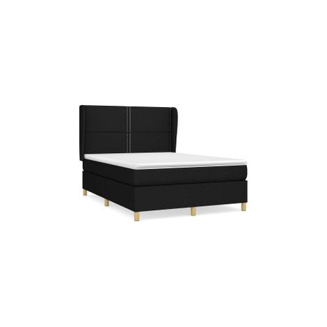 Sommier à lattes de lit avec matelas Noir 140x200 Tissu (1/5)