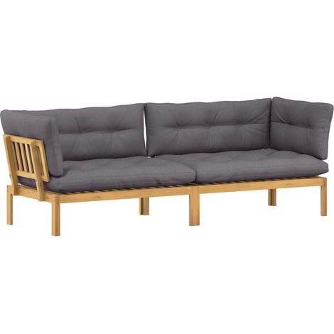 Garden Pallet Sofa Units 2 Piece Light Brown and Dark Grey vidaXL (1/5)